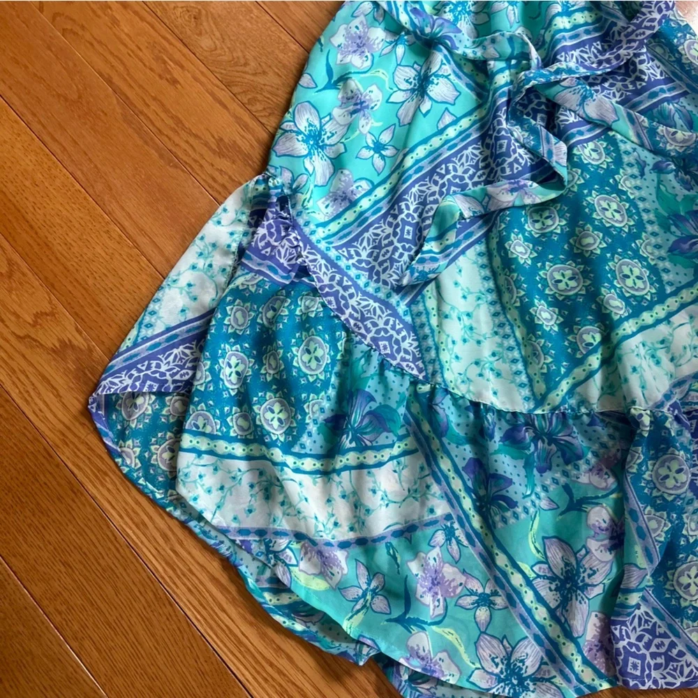 Childrens Place girls 14 dress maxi Floral Blue and Green summer worn once